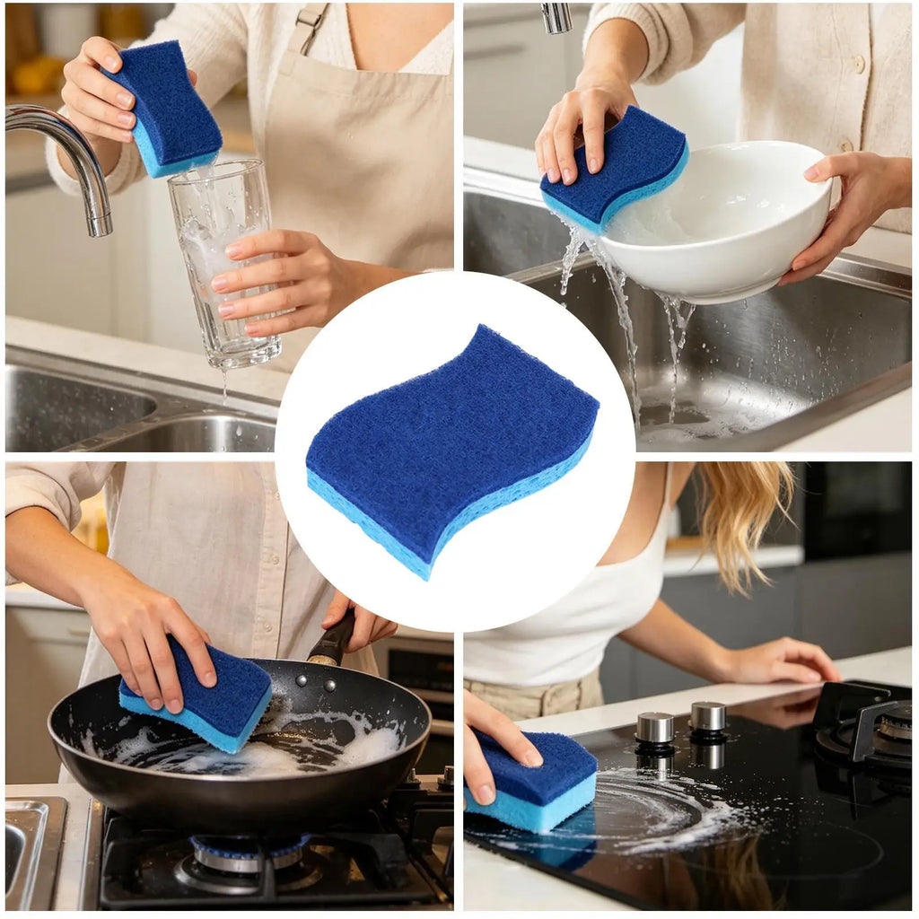 Sponges for Dishes 24 Pieces Absorbent Non-Scratch Scrubber Kitchen Cleaning Sponge Scrub Pads for Non-Stick Cookware Pots Pans Qme