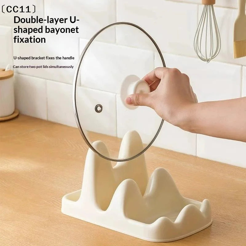 Kitchen Organizer Spatula Pot Lid Rack Shelf Plastic Spoon Rest Qme