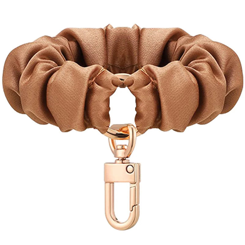 Adjustable Wristband Leather Scrunchie Keychain Sleek Keyring Qme A2