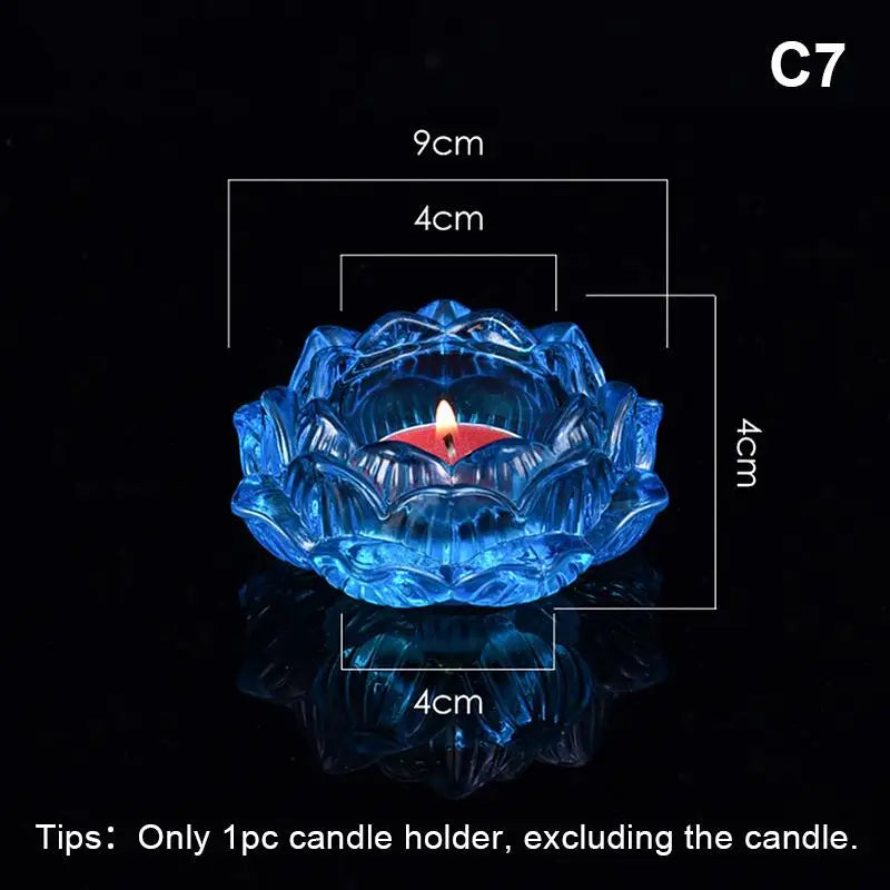 Glass Lotus Candle Holder Windproof Heat Resistant Suitable Use As Qme C7