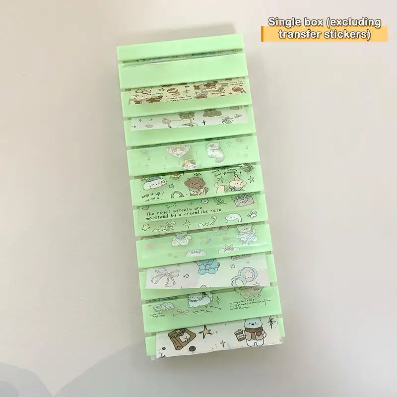 Nail Transfer Paper Organizer Box 10 Grids Sticker Accessories Qme Light green