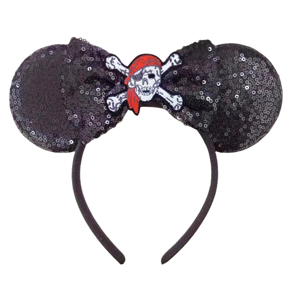 Skull Crossbones Pirate Mickey Mouse Ear Headband Women Adult Cosplay Halloween Hairband Festival Party Cosplay Hair Accessories Qme Headband 1