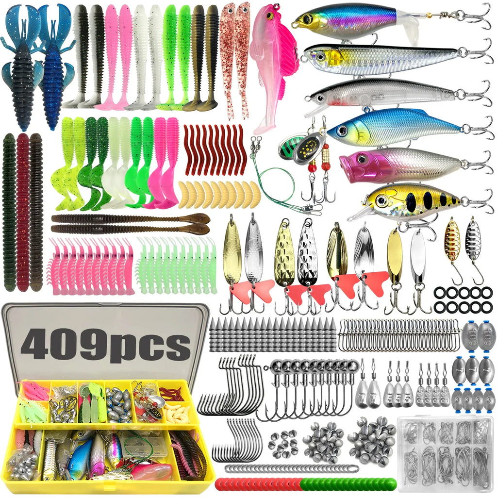 133 Fishing Lures Topwater Bait Rigs Tackle Bass Trout Salmon Qme