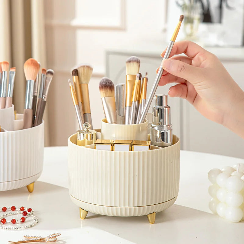 Desktop Rotating Makeup Organizer Cosmetics Storage Box Slot Makeup Versatile Holder for Brushes Office Supplie Bathroom Dresser Qme