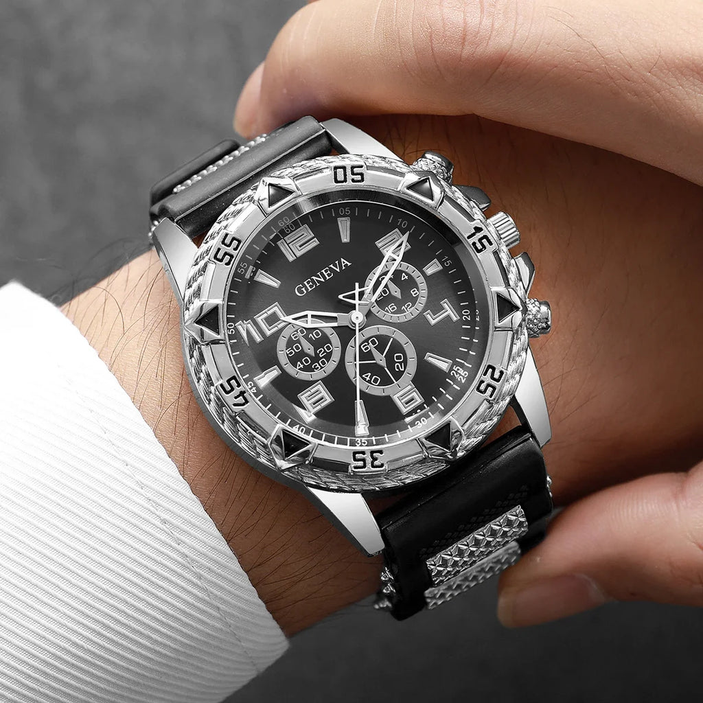 1/2PCS Fashion Silicone Strap Men Business Watches Quartz Watch Wristwatch For Man Clock Reloj Hombre (Without Box) Qme