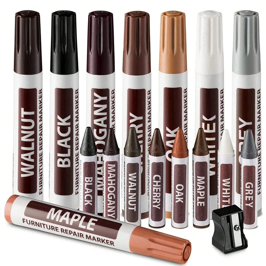6-21Pcs Furniture Touch Up Kit Markers Markers Crayons Filler Sticks Paint Pen Wooden Damaged Scratch Repair Pens Qme