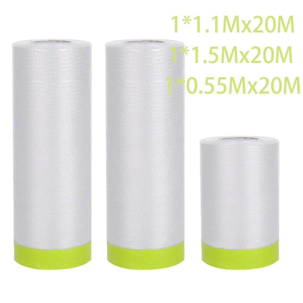 Pre-Taped Masking Film Drop and Cloth Plastic Cover Sheets Transparent Floor Carpet Protector for Furniture Car Painting Qme 3