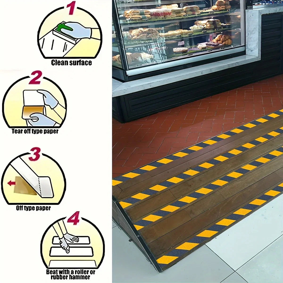 Anti Slip Safety Tape, Used for Anti Slip of Stairs and Steps, Strong Ground Grinding Tape (Yellow/Black) Hazard Warning Tape Qme
