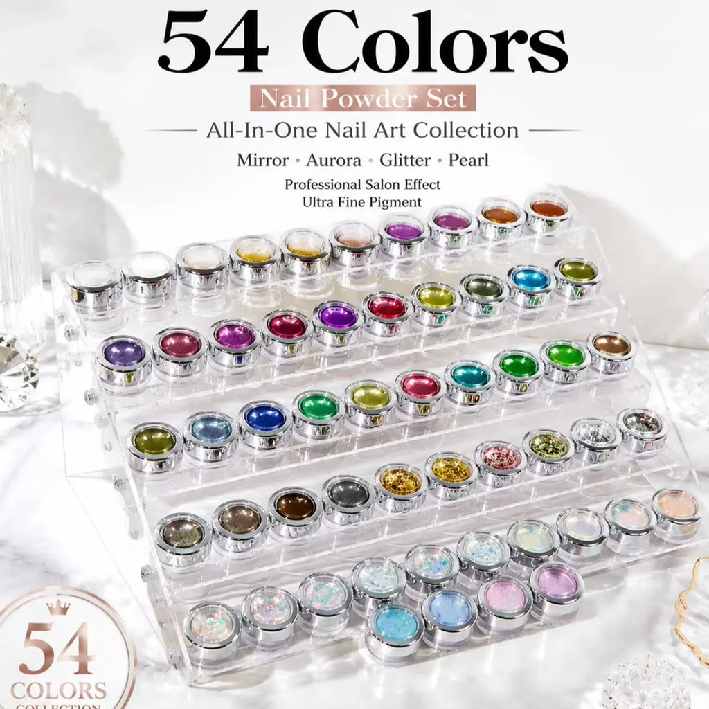 54-piece Nail Powder Art Cotton Swabs Storage Box Enjoy Charm DIY Qme 01