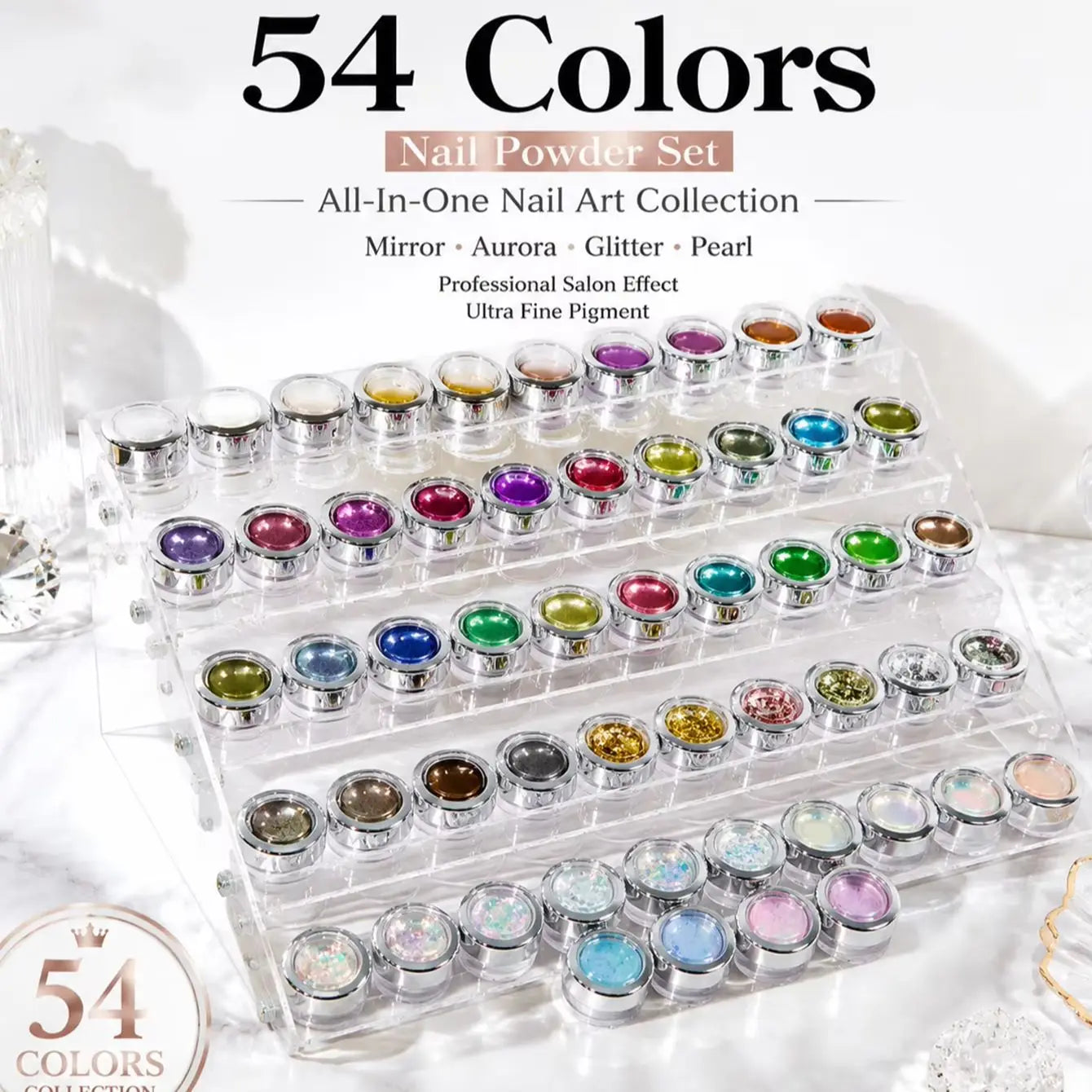 54-piece Nail Powder Art Cotton Swabs Storage Box Enjoy Charm DIY Qme 01