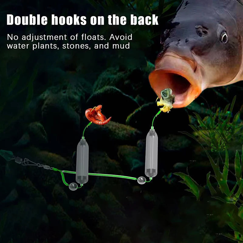 Carbon Steel Fishing Hook Double Bait Keeper Barbs Anti-separation Qme