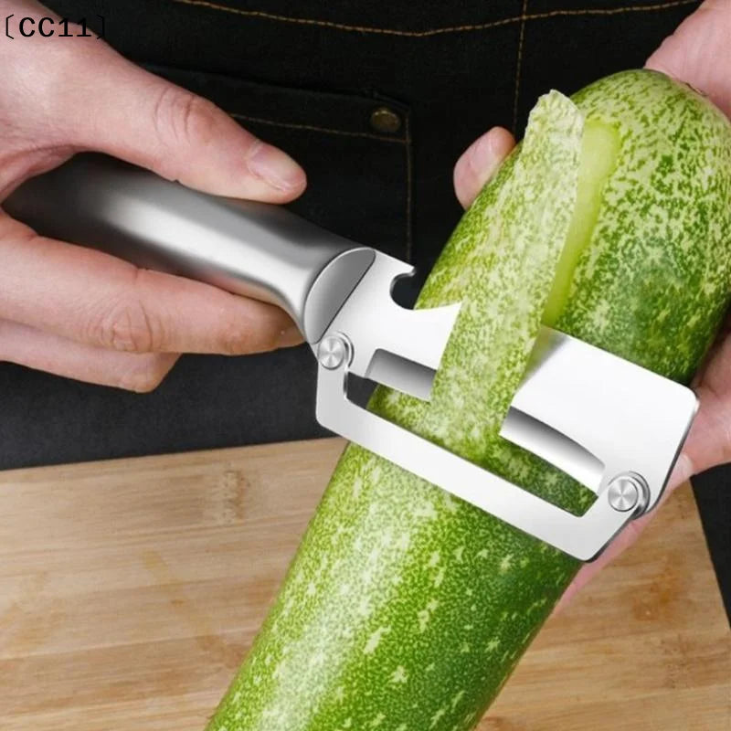 Stainless Steel Flat Edge Peeler Potato Slicer Knife Watermelon Melon Qme