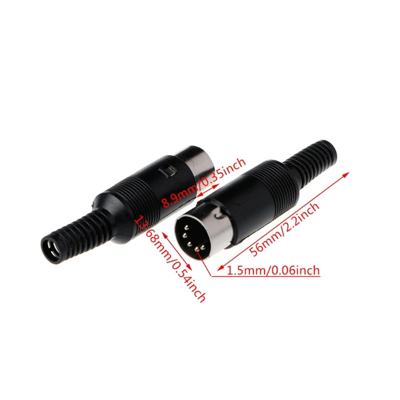 ESCAM 3 Pcs DIN Male Plug Wire Connector with Plastic Handle Cable Connector 5 Pin with Plastic Handle Qme