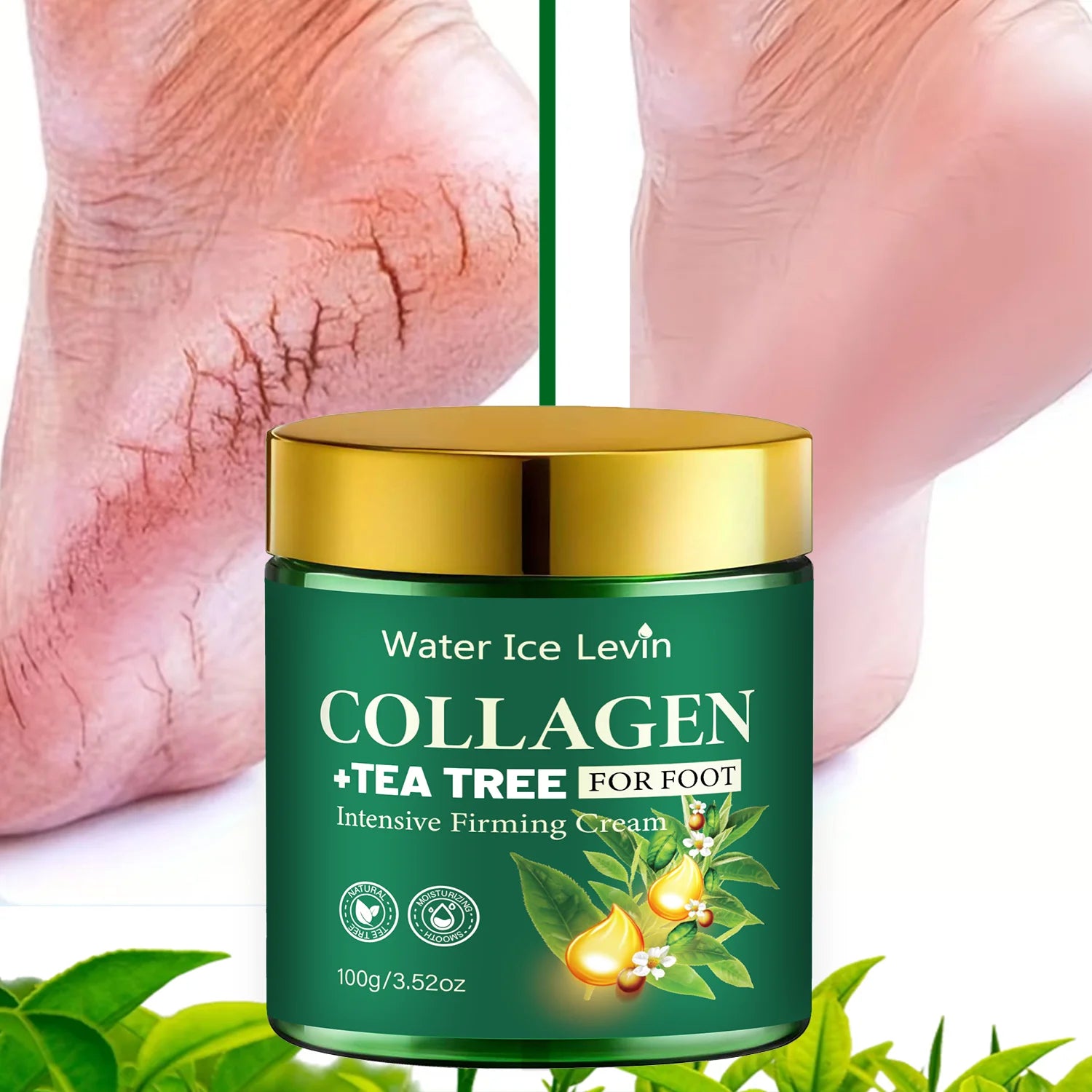 Intensive Foot Cream with Collagen & Tea Tree, Moisturizing & Firming Foot Care Qme