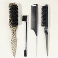 Boar Bristle Slick Back Hair Brush for Sleek Ponytail Bun & Smoothing Baby Hairs, Flyaways, Edge Control - Backcombing & Teasing Qme 4PCS Leopard Set
