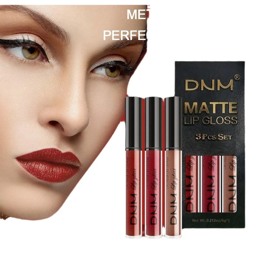 3pcs/set Liquid Lipsticks Waterproof Long Lasting Cosmetic Red Blue Purple Matte Lip Gloss Nude Lip Tint Stain Makeup Qme
