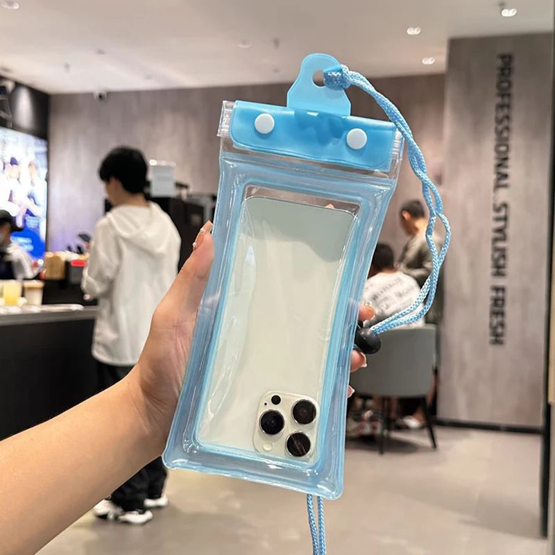 Waterproof Phone Pouch Touch Screen Compatible For Swimming Underwater Photography Neck Hanging Rafting Diving Qme one size Blue