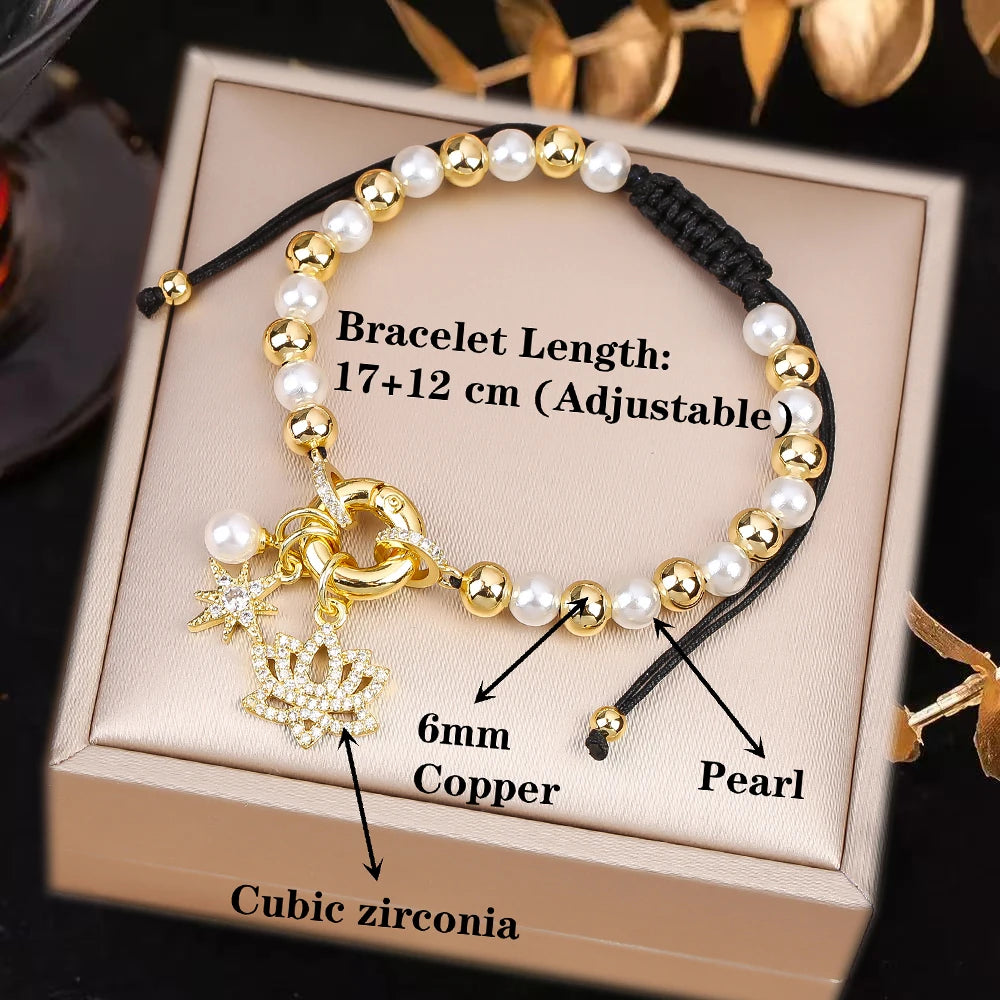 Venezuela Flag Cross Black Rope Braided Pearl Bracelet for Man Woman Party Wedding Crown Zirconia Jewelry Daily Wear Qme