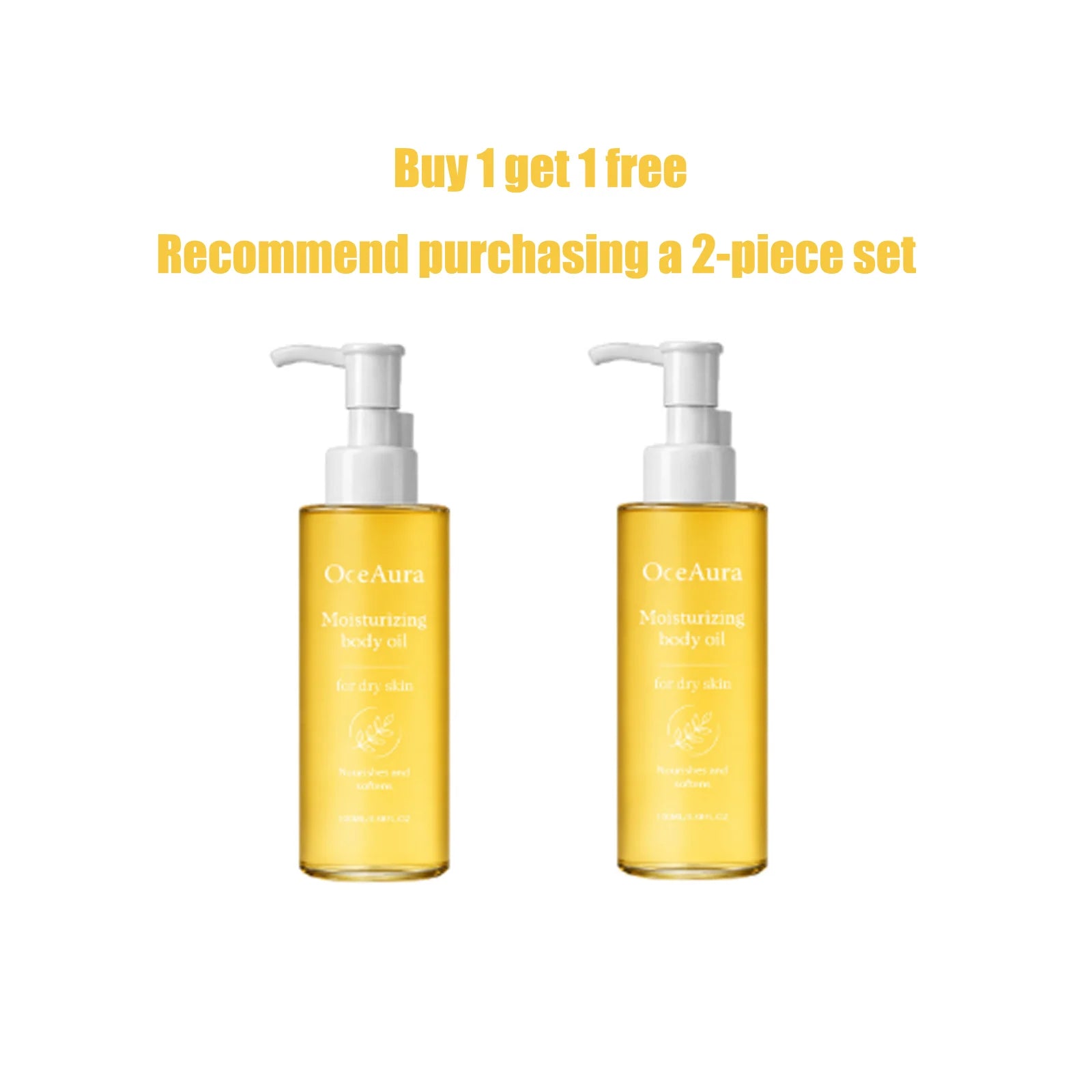 OceAura Moisturizing Body Oil Castor Seed Infused Dry Rough Skin Repair Itch Relief Non-Greasy Fast Absorbing Hydrating Lotion Qme 100mlx2