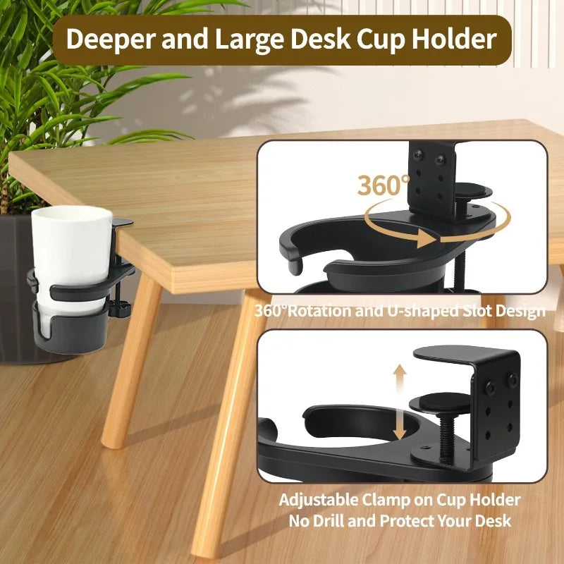 360 Rotating Desk Cup Holder Clamp Anti-spill Clip Table Rotatable Qme