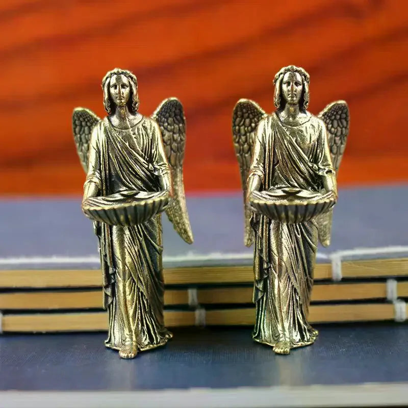 Brass Angel Statue Figurines, Desktop Decorations, Creative Crafts, Small Bronze Ornaments For Home Decor Qme