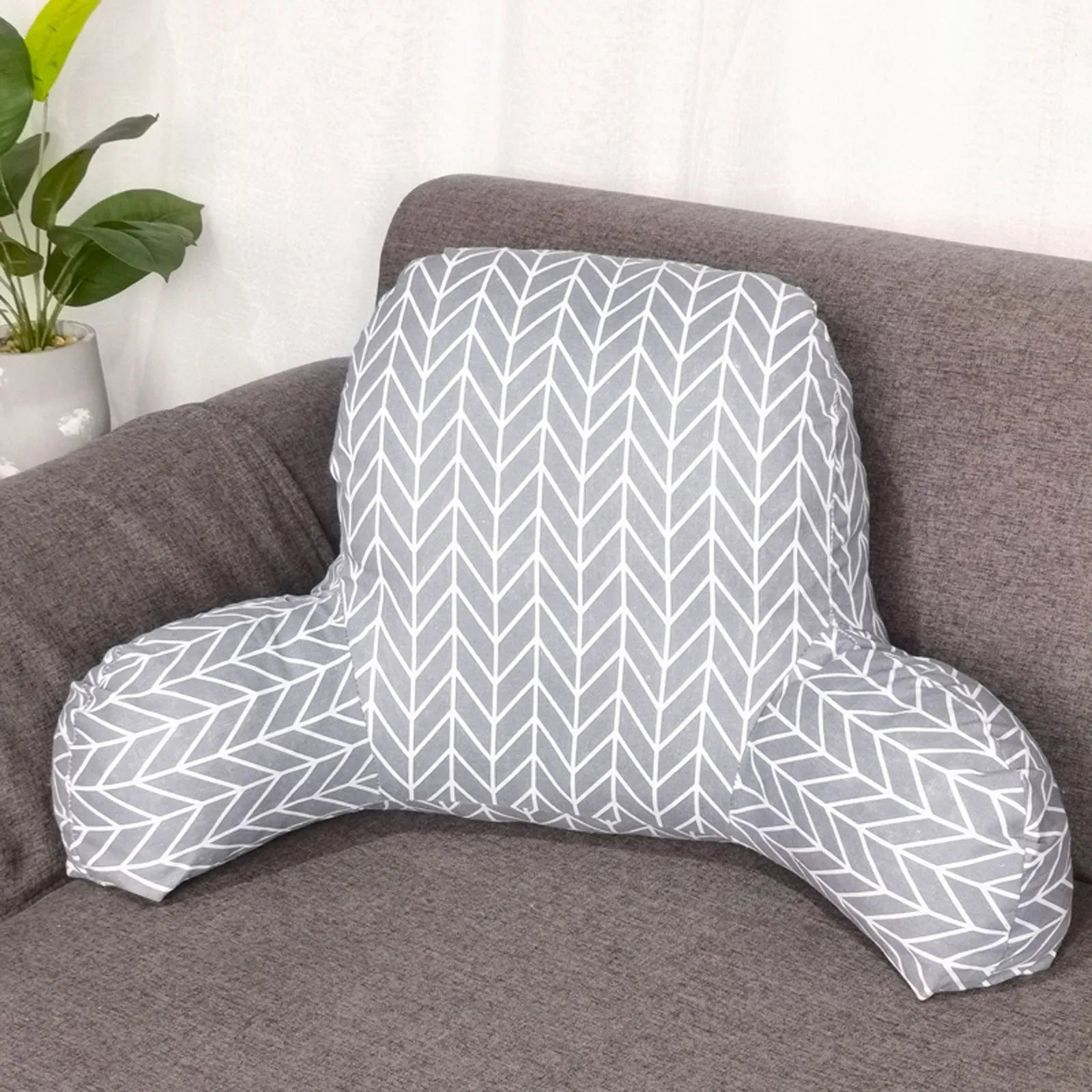 Print Pillow Back Cushion With Arm for Reading Rest Waist Support Office Chair Car Seat Sofa Rest Lumbar Cushion Velvet Backrest Qme D