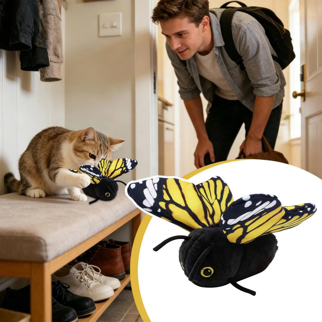 Indoor Cat Auto Toy Mental Physical Exercise Easy Mount Pet Teaser Cat Toy Butterfly for Small Medium Large Breeds Living Room Qme