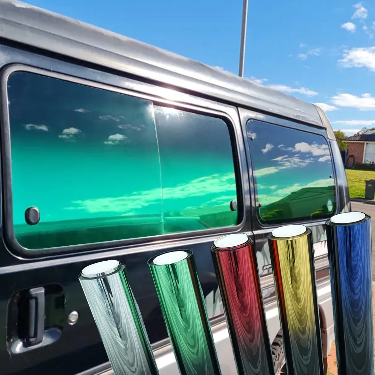 Gradient Solar Window Tint Film Color Changing Film Car Sun Shade Front Windshield Sunshade Protector Heat Insulation Universal Qme