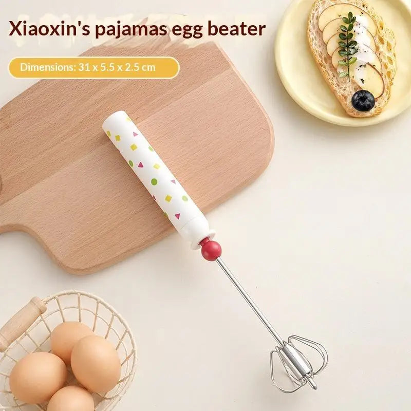 Household Semi-automatic Egg Beater Stainless Steel Cream Manual Qme B