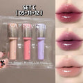 Strawberry Lip Gloss Glass Mirror Shine Lip Tint Hydrating Long Lasting Lip Makeup Non-Sticky Water Glossy Liquid Lipsticks Qme Set C 05-11-12
