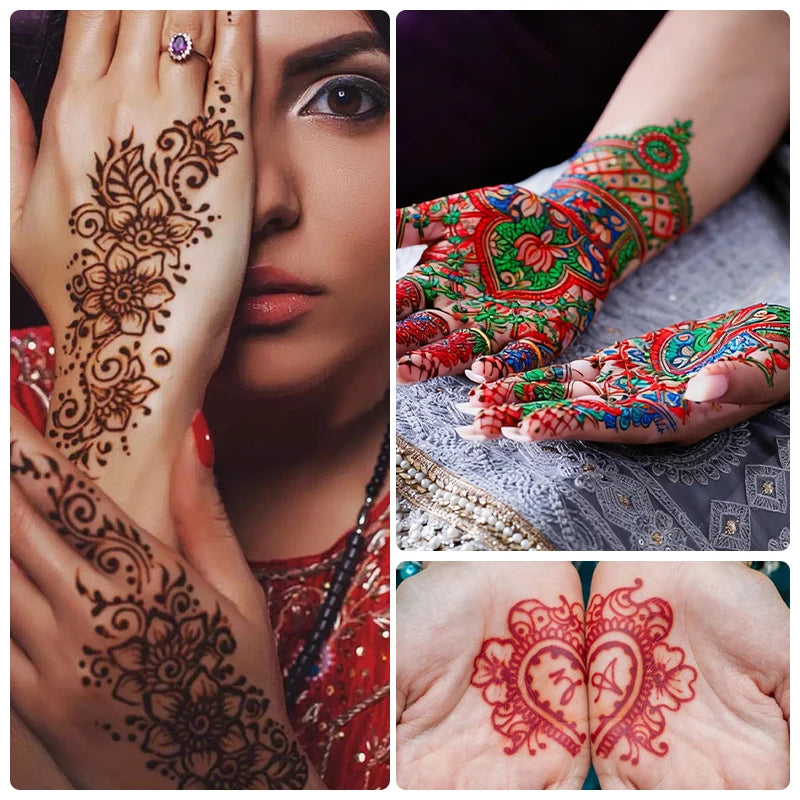 Semi-permanent Henna Paste Temporary Tattoos Waterproof Body Art Qme