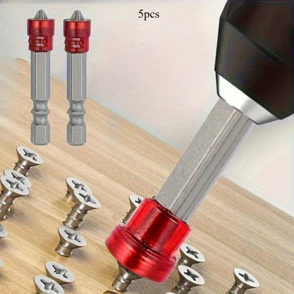 5pcs Magnetic Screwdriver Bits Set, 1/4" Hex Shank Phillips Drill Bits with Screw Holder, for Power Tools Qme
