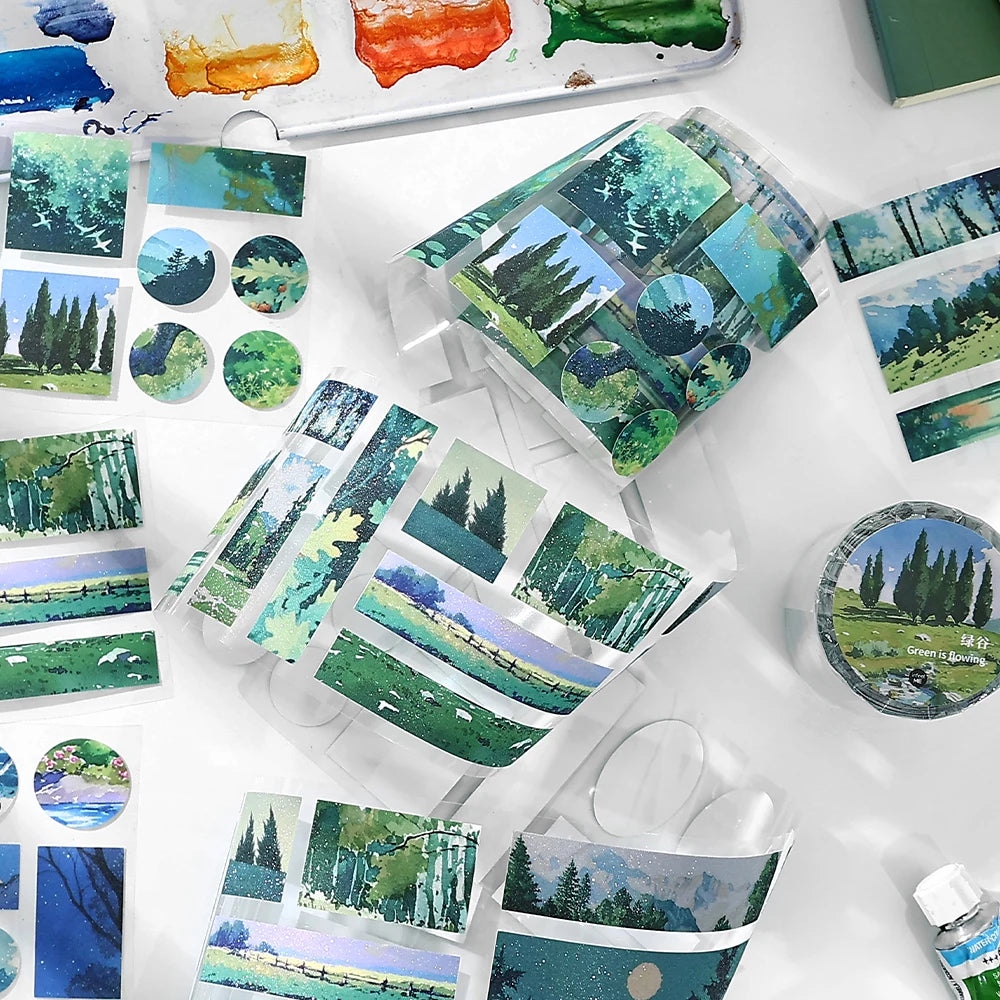 6*200cm Landscaping Washi Tape Meeting Mountains and Seas Creative DIY Journal Scrapbooking Masking Tapes Aesthetic Stationery Qme