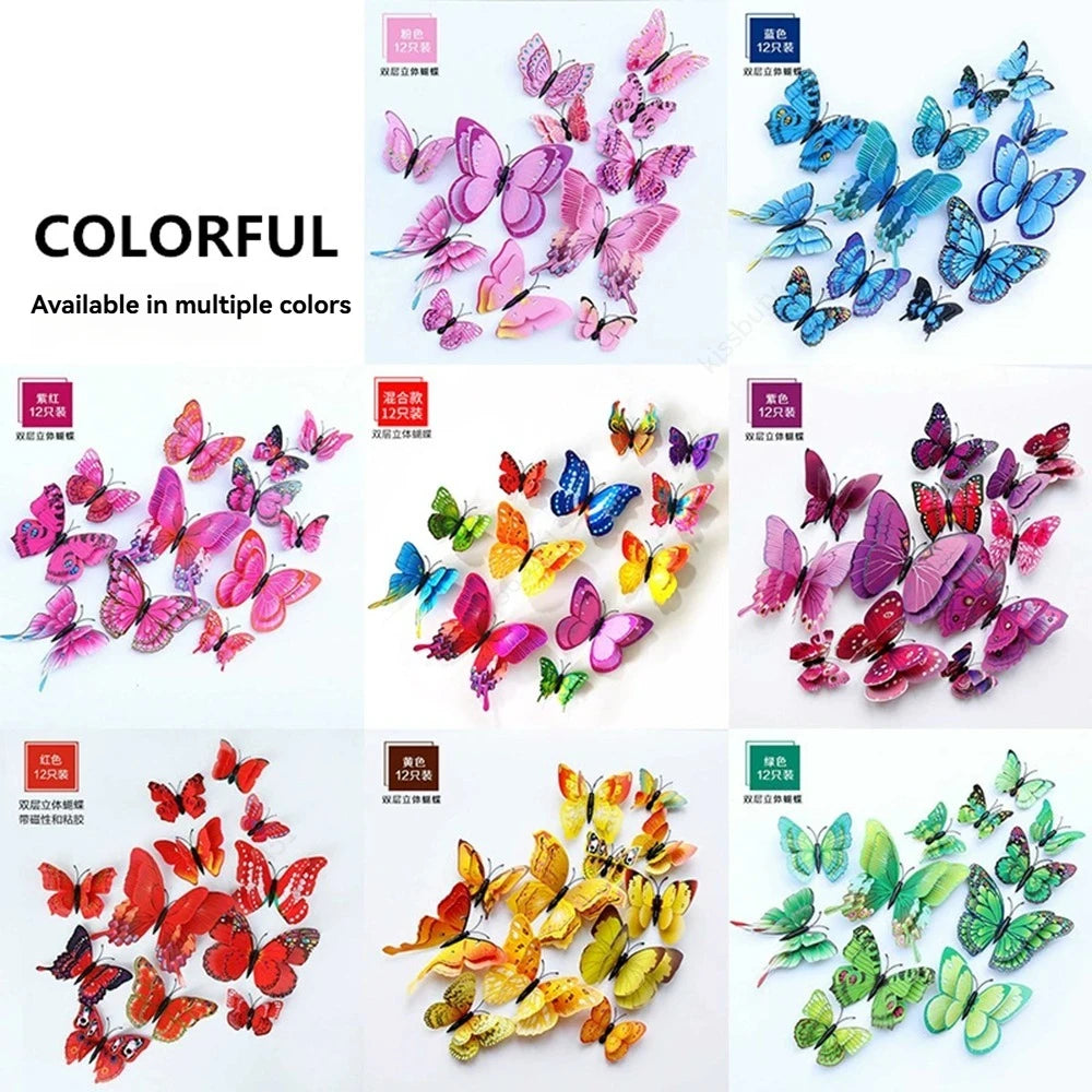 3D Butterfly Wall Stickers Decor Butterflies for Wedding Decoration Magnet Fridge Decals Decoration Sticker Pvc Color Sticker Qme
