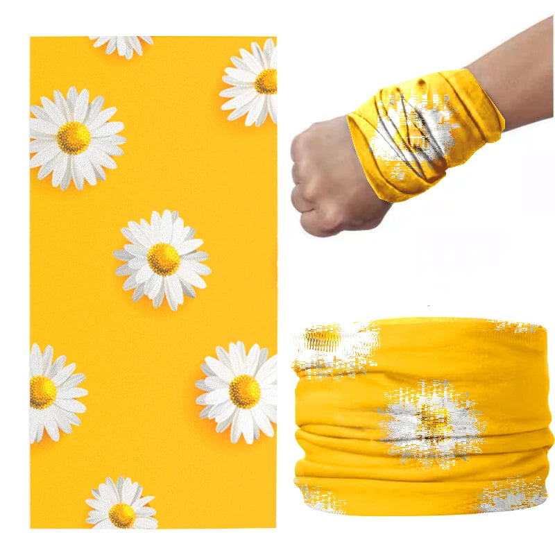 Fashion Daisy Series Headscarf Ladies Outdoor Sweat-wiping Dust-proof Qme