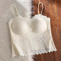 Spicy Girl Ice Silk Lace Camisole Slim Fit Sleeveless Corset Thin Qme White L
