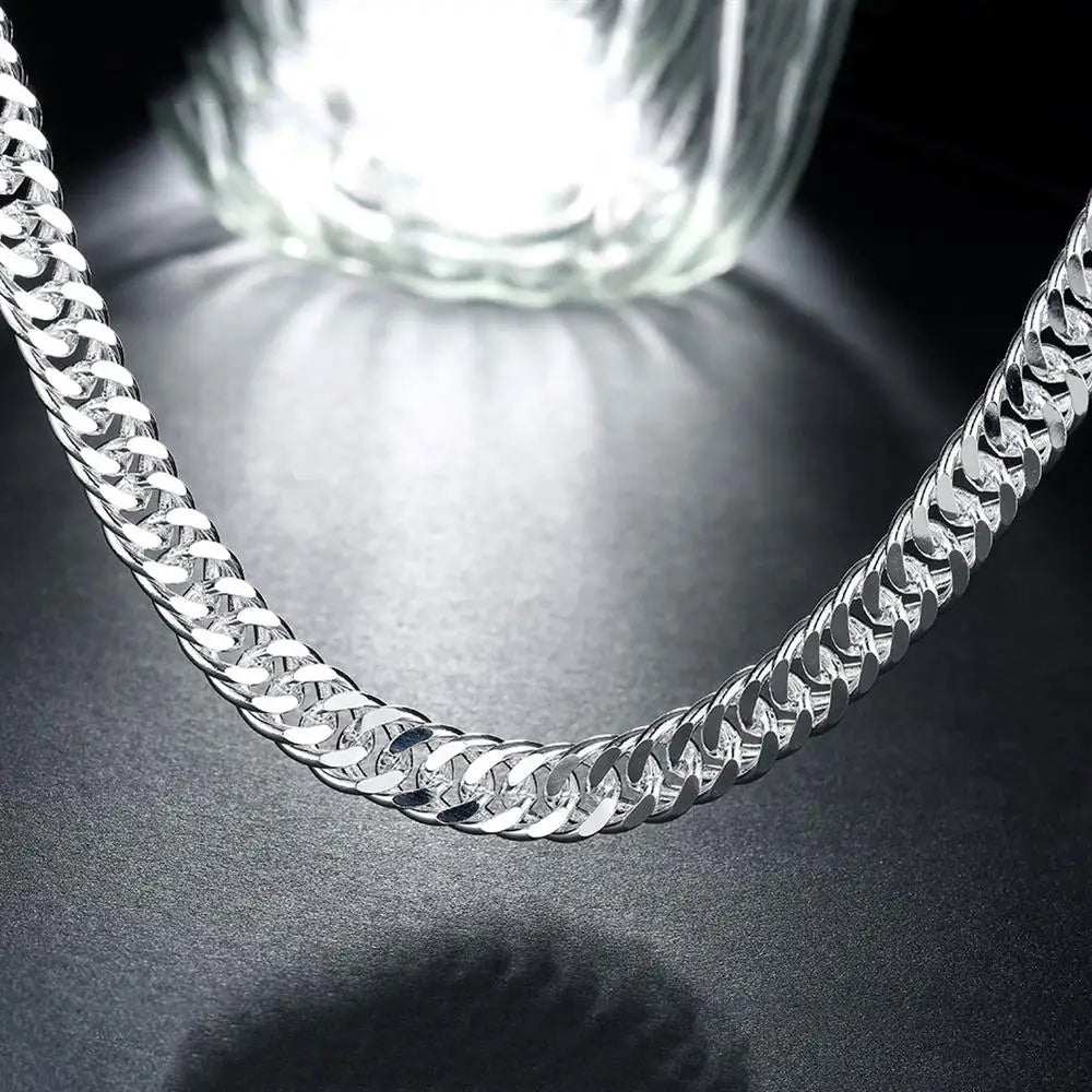 Noble Width 6MM Solid Chain 925 Sterling Silver Necklaces for Women Men Charm Fashion Jewelry Wedding Party 50/55/60cm Qme