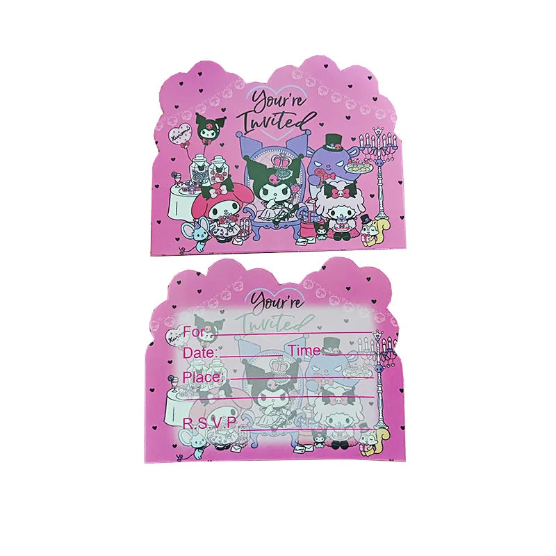 Hello Kitty Kuromi-themed Birthday Party Decorations Balloons Paper Qme 10 Invitation Cards
