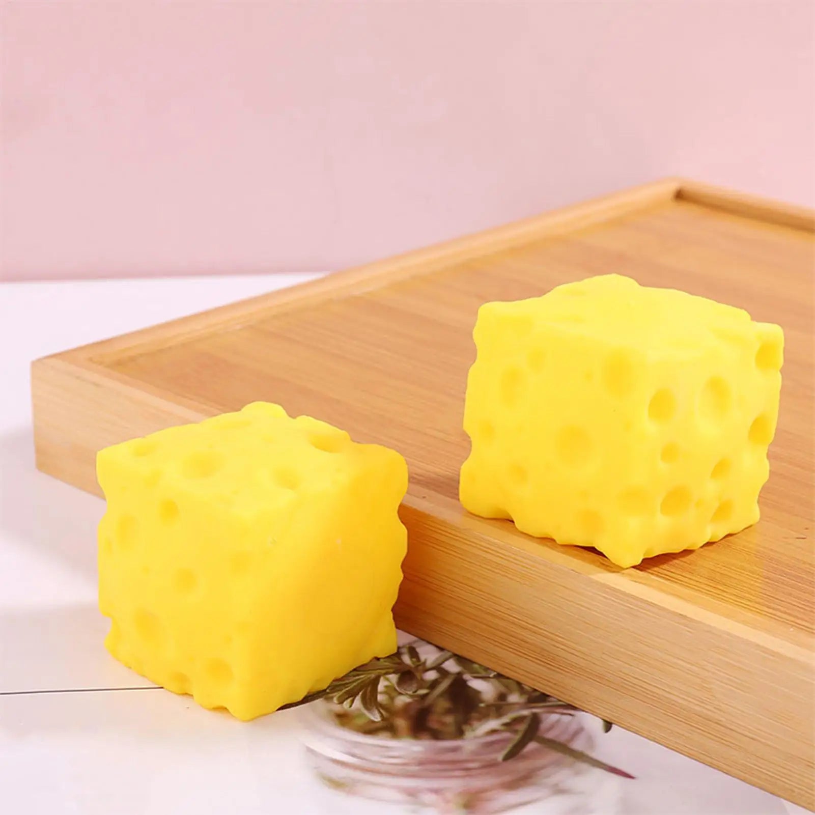 1pcs Yellow Cheese Squeeze Toy Cheese Cube Stress Relief Fidget Simulation Food Decompress Toy For Kids Adults Students Workers Qme
