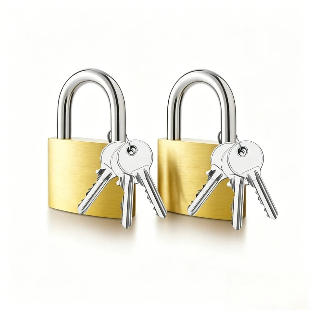 Mini Solid Brass Padlock Anti Rust Waterproof Small Lock with Keys for Drawer Luggage Suitcase Cabinet Gym Locker Toolbox Qme 2pcs