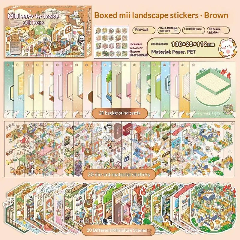 Box 3D Landscape Stickers Miniature Scene Collection Book Series Qme A