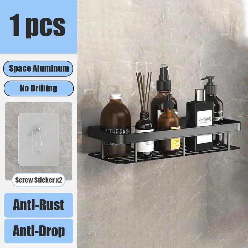 Bathroom Storage Rack Environmentally Friendly Recyclably Support Rack Shampoo Shower Soap Solution Organizer Household Products Qme trangle-black
