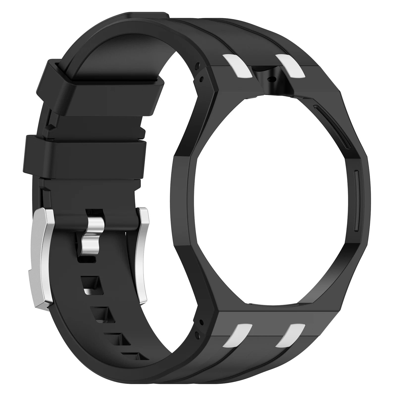 Change to Wristwatch Strap + Case for Swatch x AP Royal pop Pocket Watch PC Case+Silicone Band 2 In 1 Wriststrap Accessories ﻿ Qme Black 12