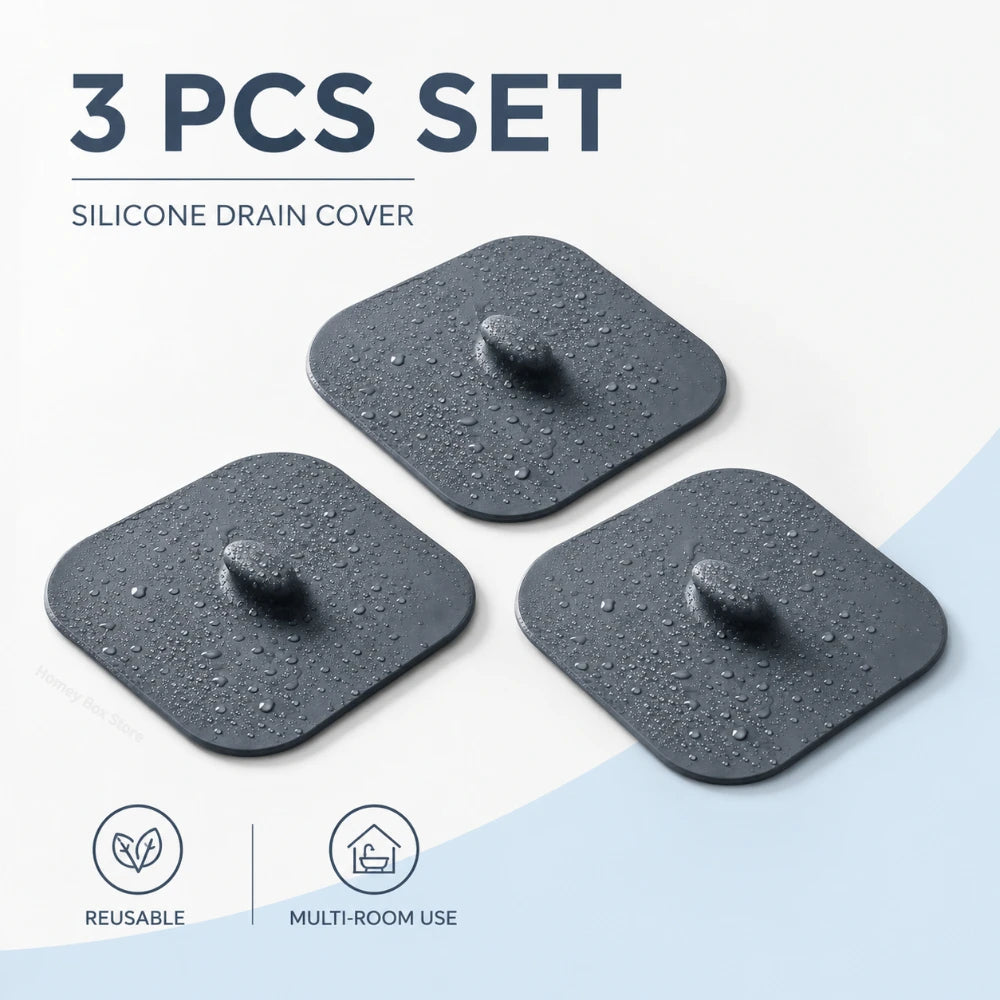 1/3pcs Durable Waterproof Silicone Drain Cover Anti-odor Stopper Pad Practical Supply for Home Toilet and Bathroom Use Qme