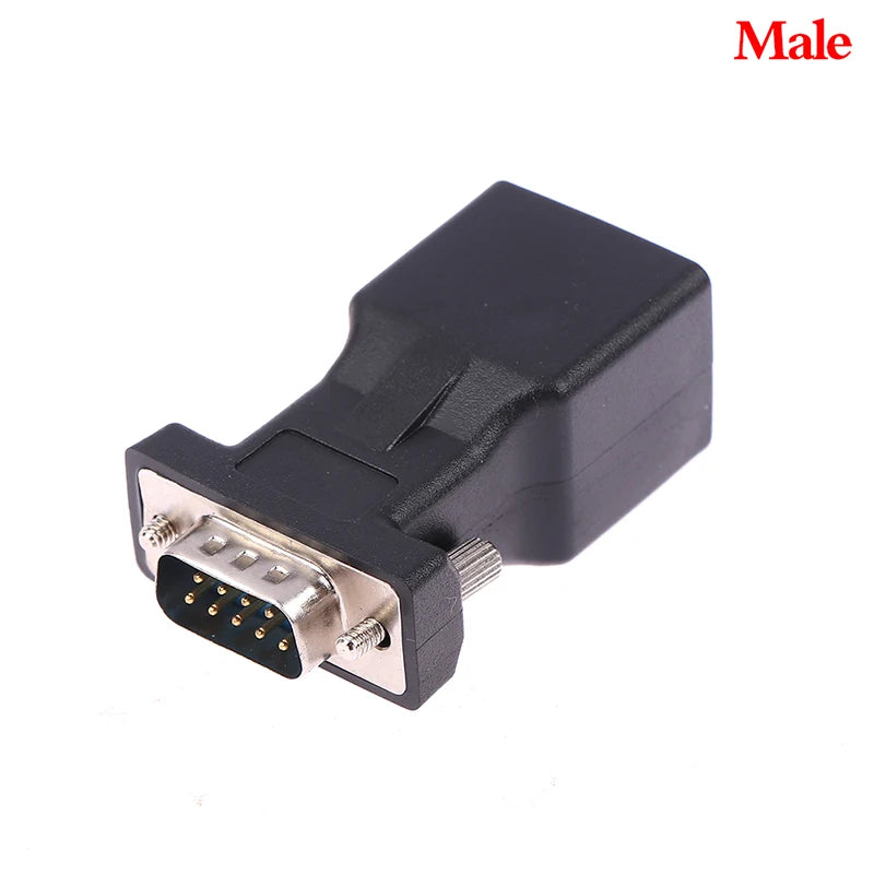 DB9 RS232 Male Female RJ45 Adapter COM Port LAN Ethernet Converter Qme Male