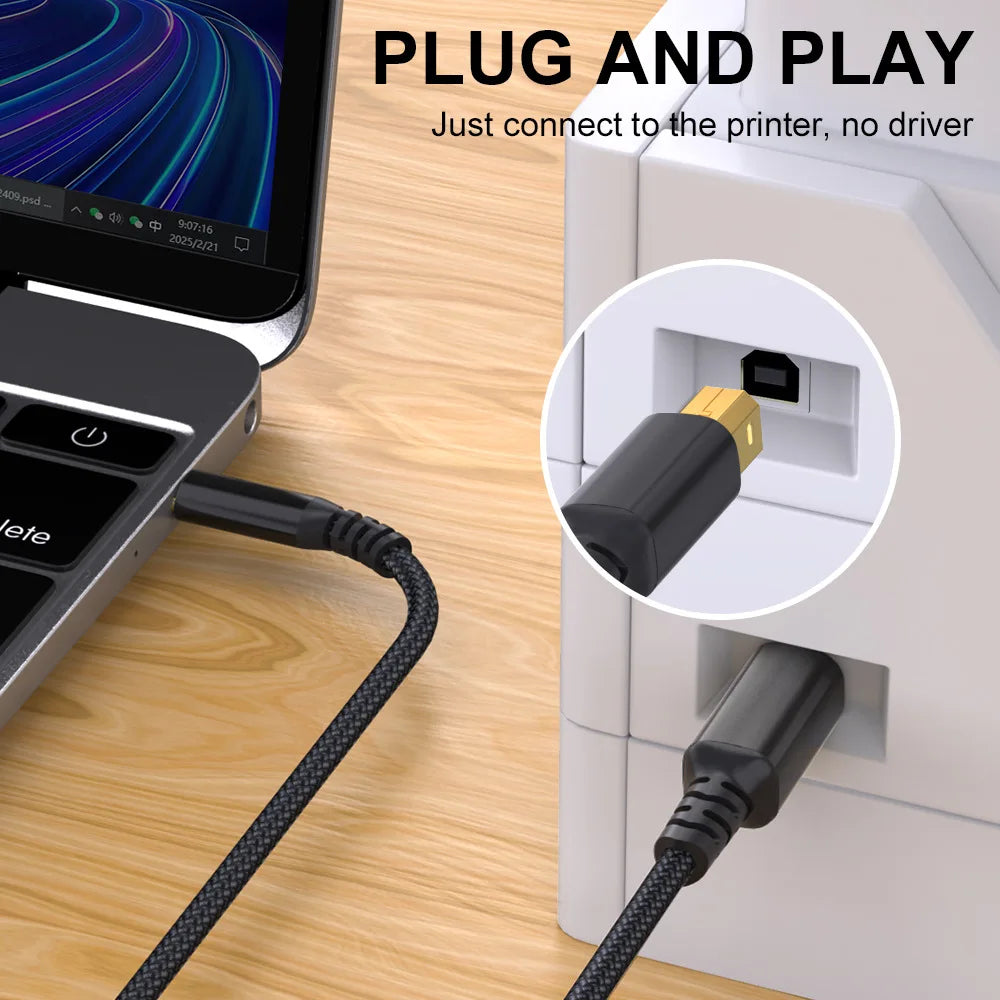 USB C to USB B Printer Cable Universal High Speed Data Transfer Cord Canon Epson HP Samsung Dell Printer Scanner Office Equipmen Qme