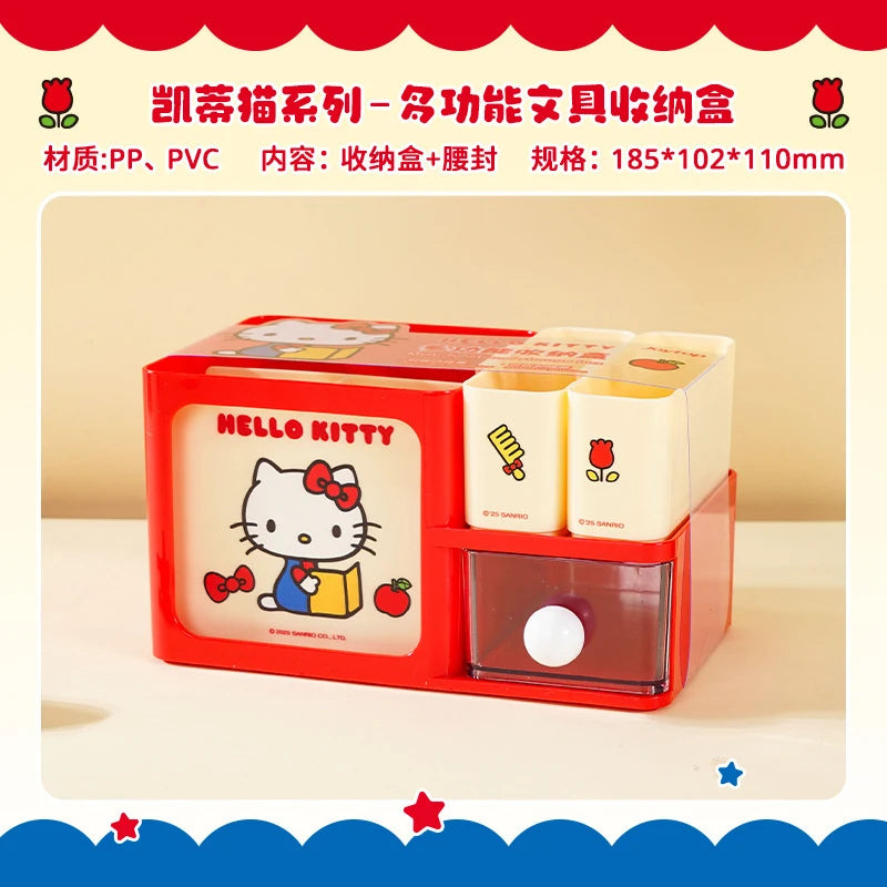 Hello Kitty Multifunctional Stationery Pencil Holder Simple and Cute Storage Box for Students' Desks Qme