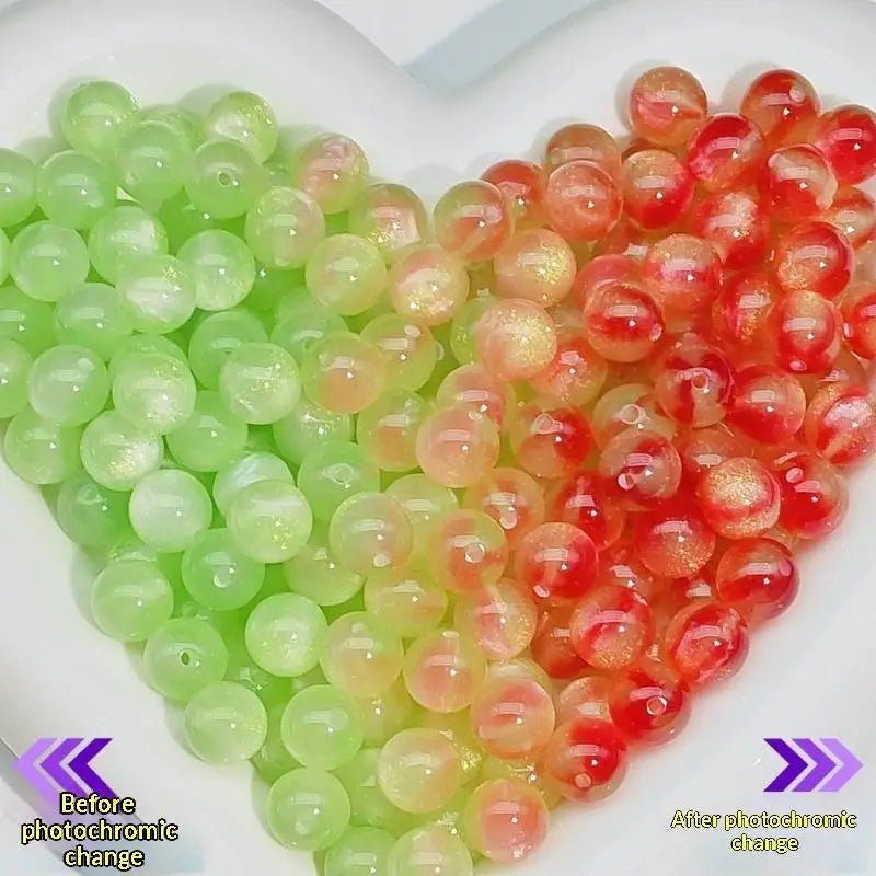 10mm UV Reactive Cat Eye Resin Round Beads 10Pcs Color Shift Spacer Beads DIY Handmade Jewelry Making Accessories Charms Qme A26