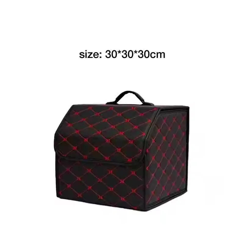 Foldable Car Trunk Storage Organizer Box Collapsible Vehicle Rear Cargo Bin Space Saving Decorative Trunk Accessory Qme Red S