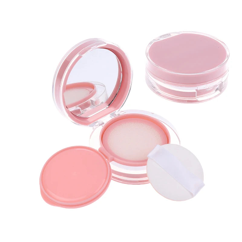 Pink Mini Air Cushion Foundation DIY Box Empty Puff Mirror Makeup Qme